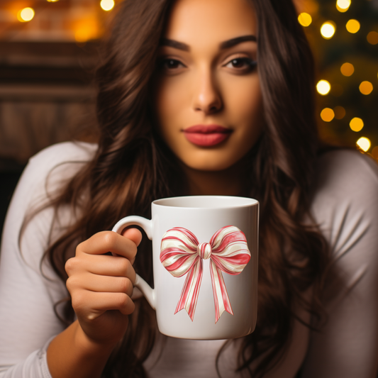CANDY CANE BOW - Christmas Mug