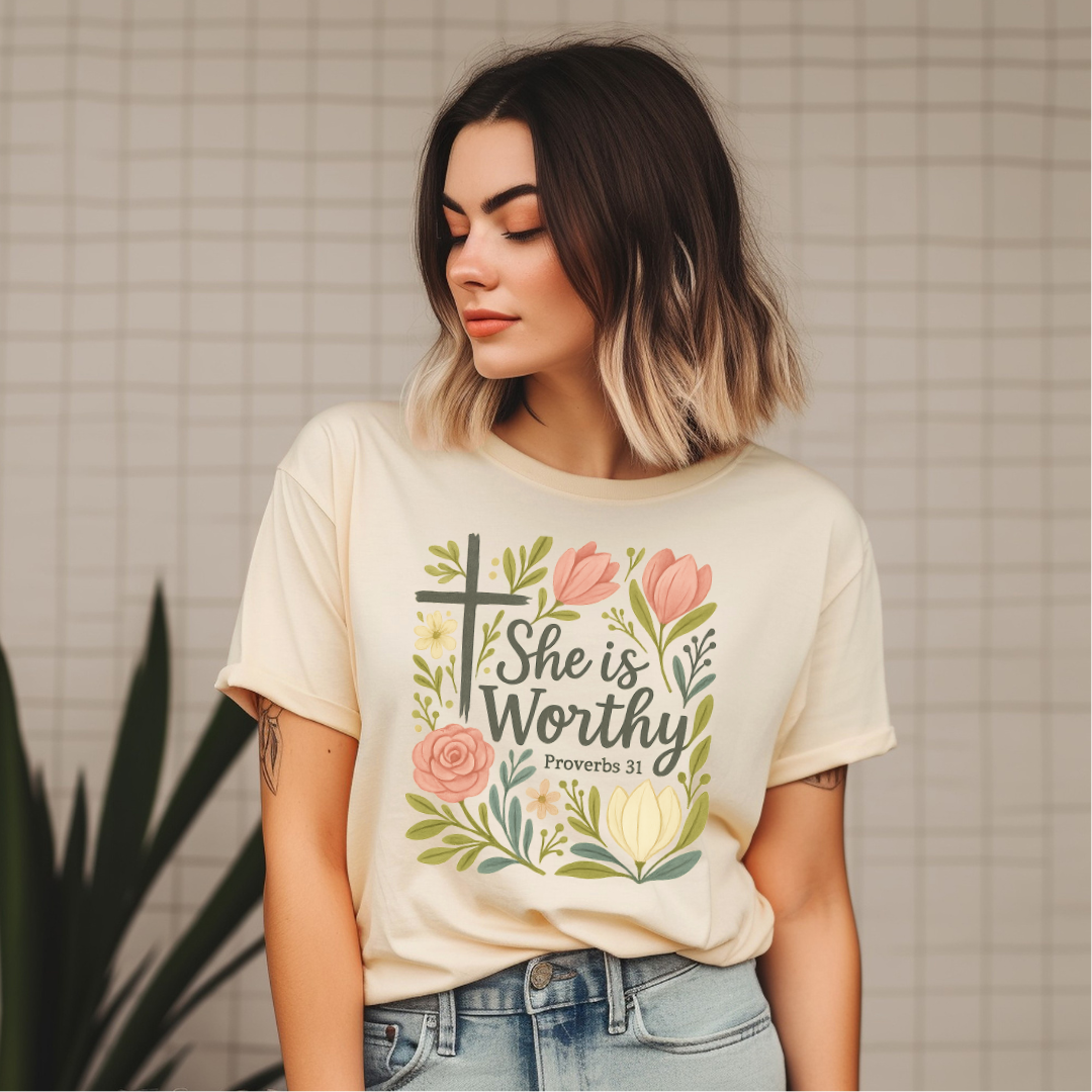 SHE IS WORTHY, PROVERB 31 - Christian Unisex T-Shirts