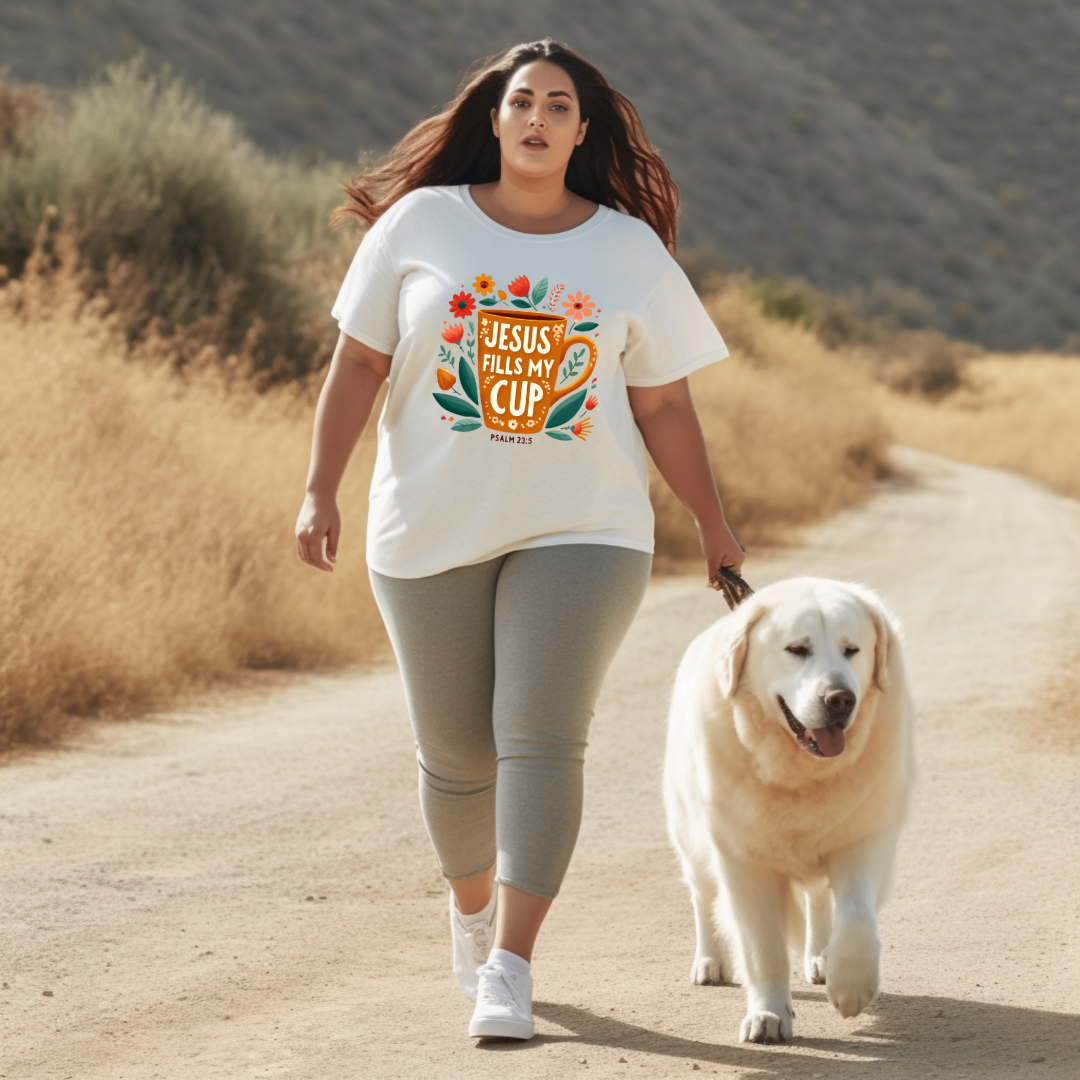JESUS FILLS MY CUP, PSALM 23:5- Christian Unisex T-shirt