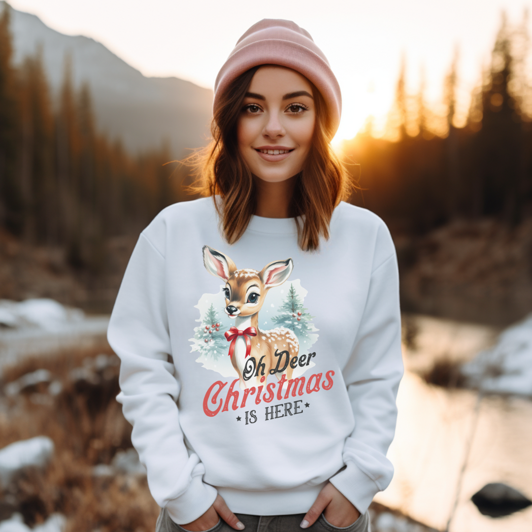 OH DEER CHRISTMAS IS HERE - Christian Unisex Sweater