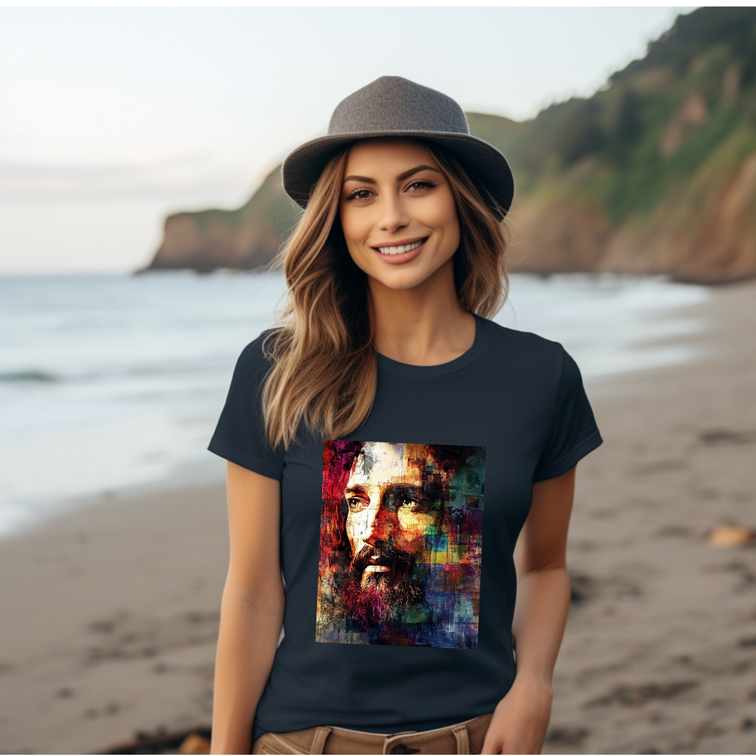 PORTRAIT OF JESUS ABSTRACT - Christian Unisex T-Shirt