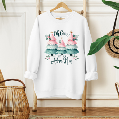 OH COME LET US ADORE HIM - Christian Unisex Sweater