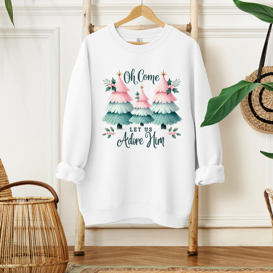 OH COME LET US ADORE HIM - Christian Unisex Sweater