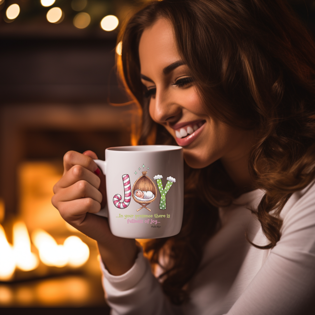 JOY, IN YOUR PRESENCE THERE IS FULLNESS OF JOY, PSALM 169:1  - Christmas Mug