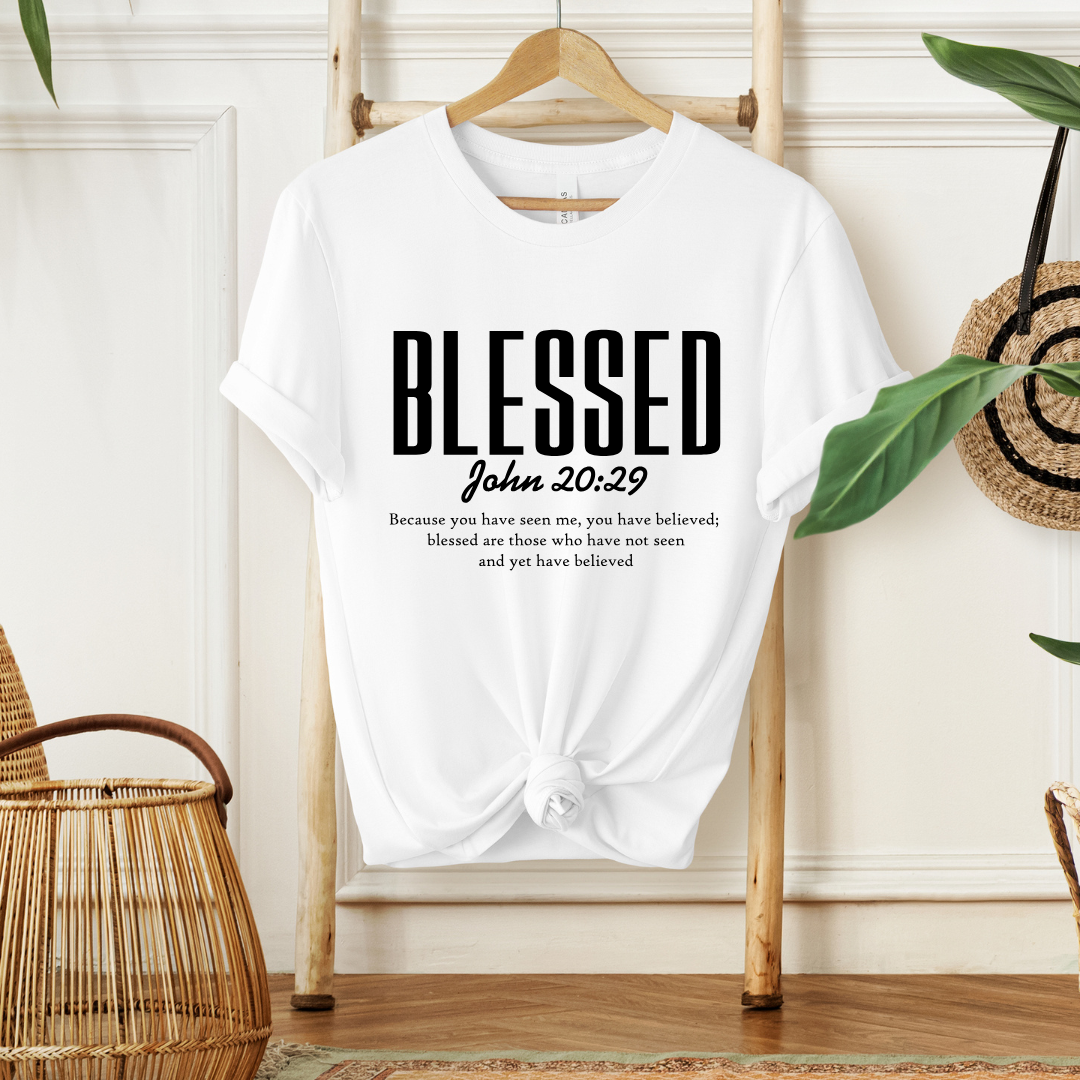 BLESSED, JOHN 20:29 - Christian Unisex T-shirt