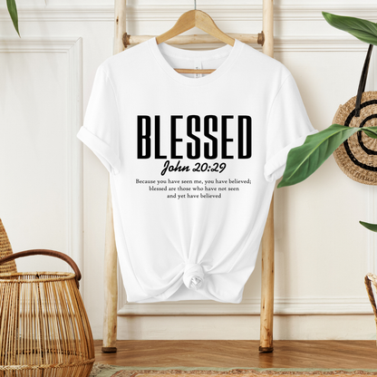 BLESSED, JOHN 20:29 - Christian Unisex T-shirt