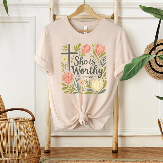 SHE IS WORTHY, PROVERB 31 - Christian Unisex T-Shirts