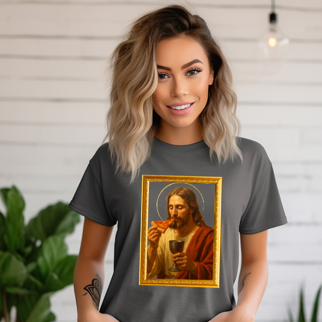PIZZA AND WINE JESUS- Faith T-Shirt