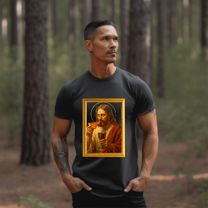 PIZZA AND WINE JESUS- Faith T-Shirt