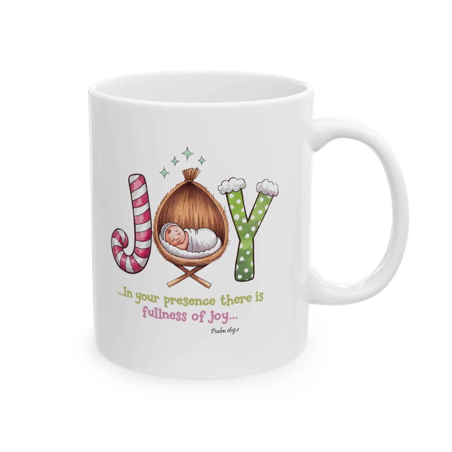 JOY, IN YOUR PRESENCE THERE IS FULLNESS OF JOY, PSALM 169:1  - Christmas Mug